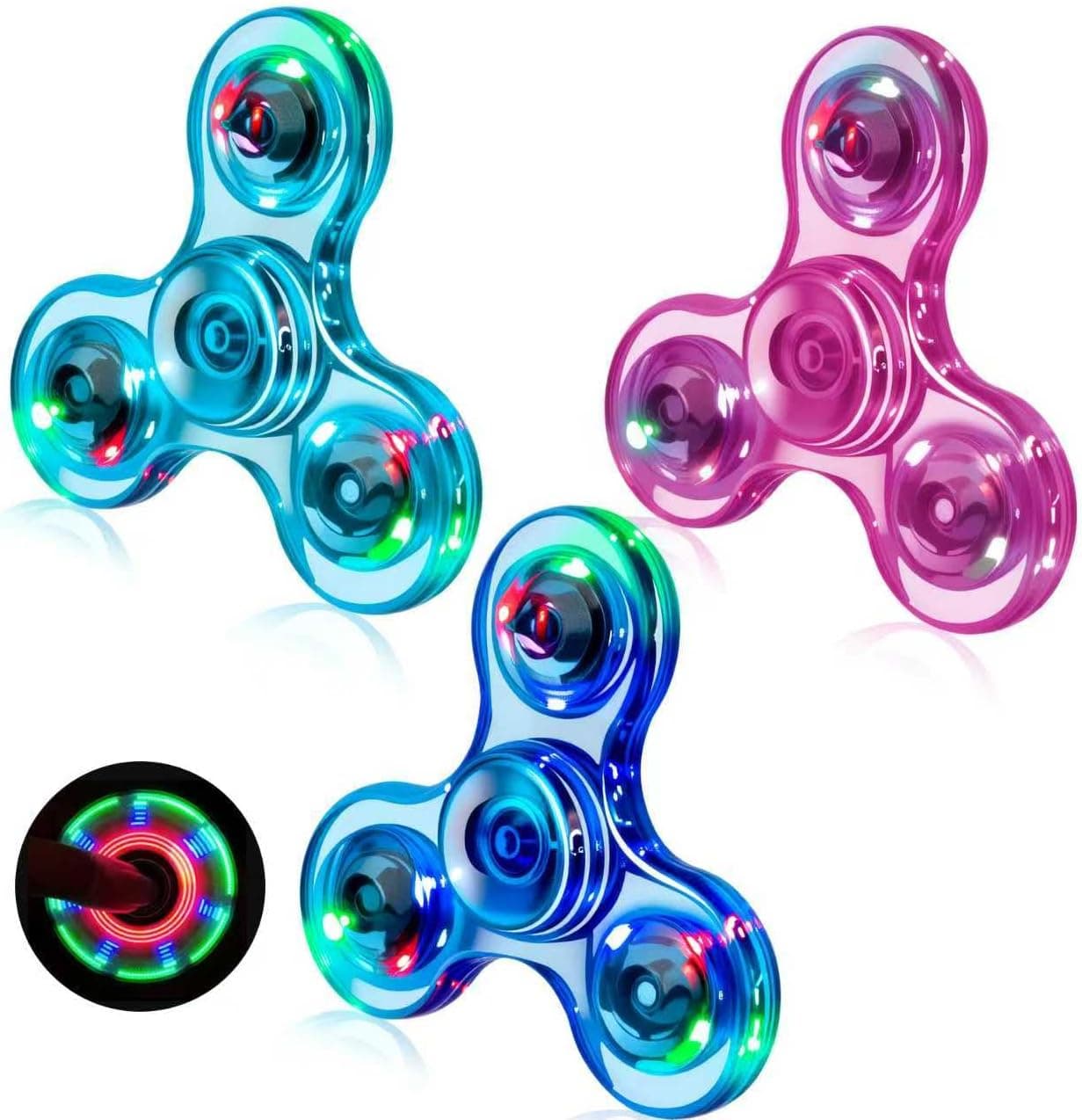 Figrol Fidget Toys Paquete de 3, Spinner iluminado para niños y adultos, alivio del estrés, calma, juguetes sensoriales para niños con autismo y TDAH