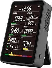 Monitor de calidad del aire interior 16 en 1, probador inteligente de calidad del aire multiparámetro de alta precisión con pantalla a color HD en tiempo real, monitor portátil de calidad del aire para el hogar, oficina, automóviles, escuela, dormitorio