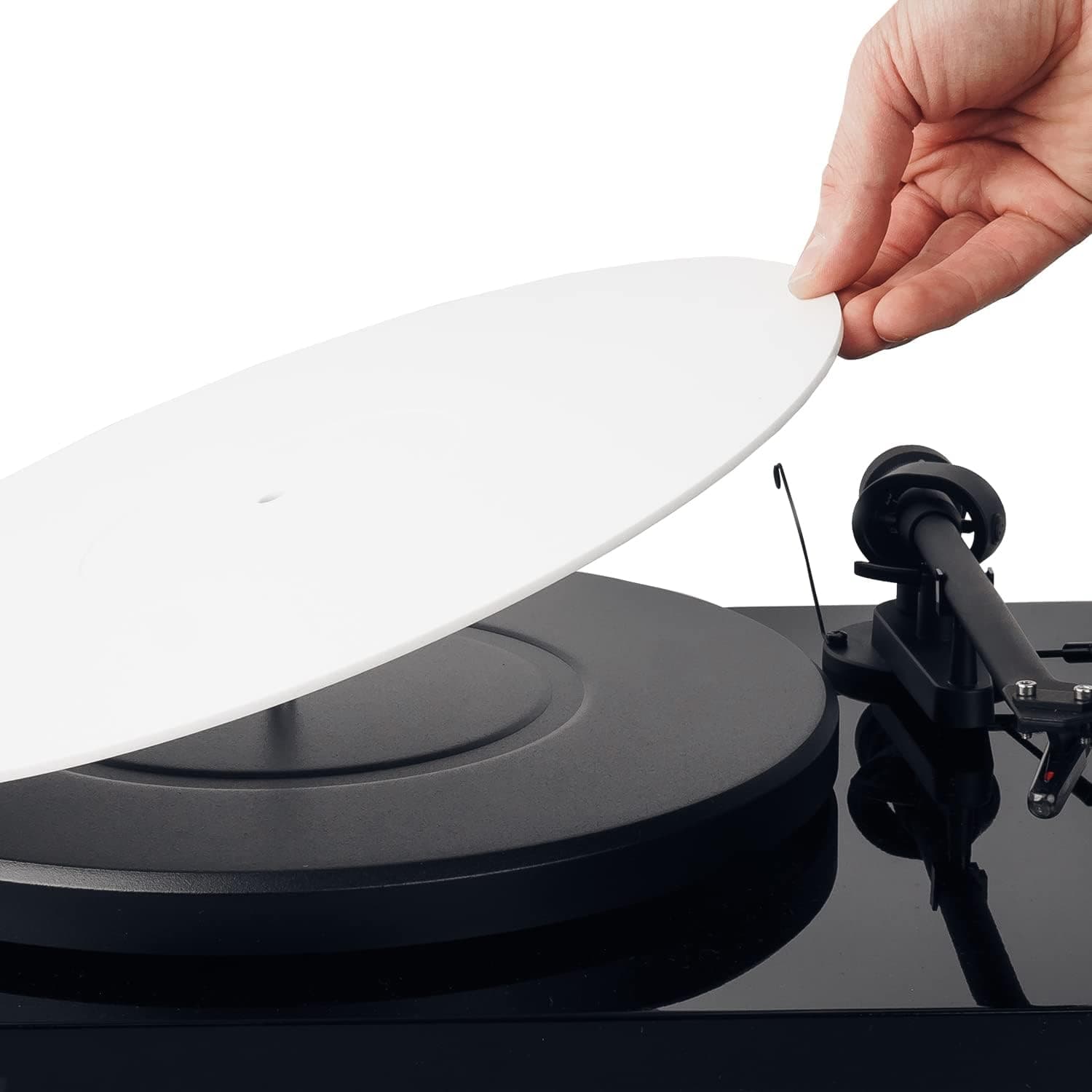 Hudson Hi-Fi - Tapete acrílico para tocadiscos, tapete acrílico antiestático de 11,75" para tocadiscos de vinilo, tapete deslizante de 1/8" de grosor, color blanco