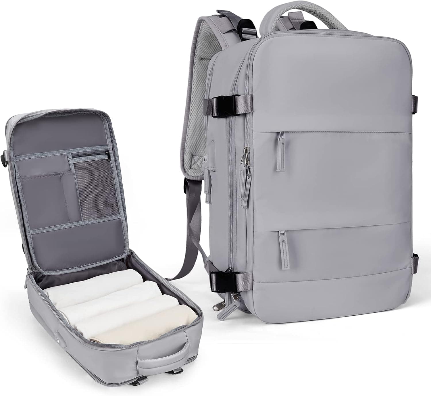 coowoz Mochila de viaje para mujeres y hombres, mochila de mano, mochila de senderismo, mochila impermeable para deportes al aire libre, mochila informal, elementos esenciales de viaje (gris)