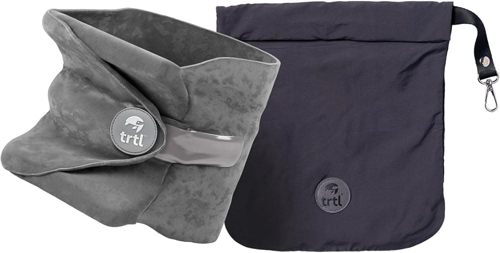 Trtl Pillow - Almohada de viaje con soporte para el cuello científicamente probada para aviones - Ligera y lavable a máquina - Diseño ergonómico para viajar en automóviles y trenes - Gris