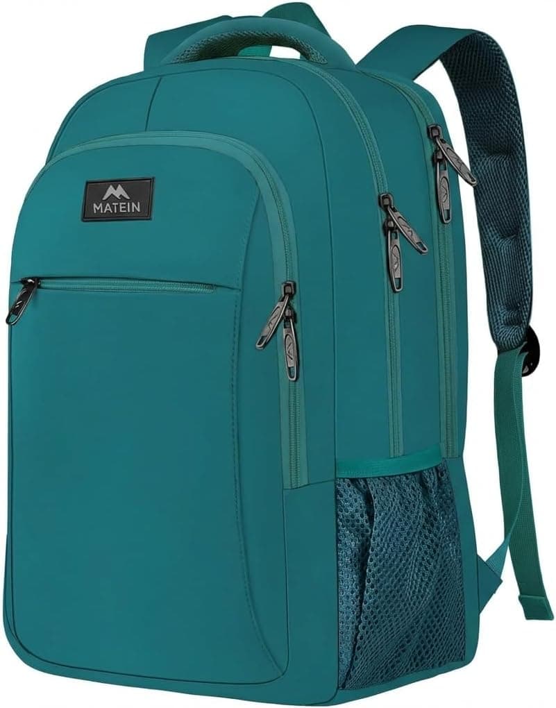 MATEIN Mochila delgada para computadora portátil, color azul pavo real, bolsa de viaje debajo del asiento de 15,6 pulgadas | Mochila diaria antirrobo, resistente y resistente al agua, mochila para artículos personales para viajes al trabajo, regalo para hombres y mujeres