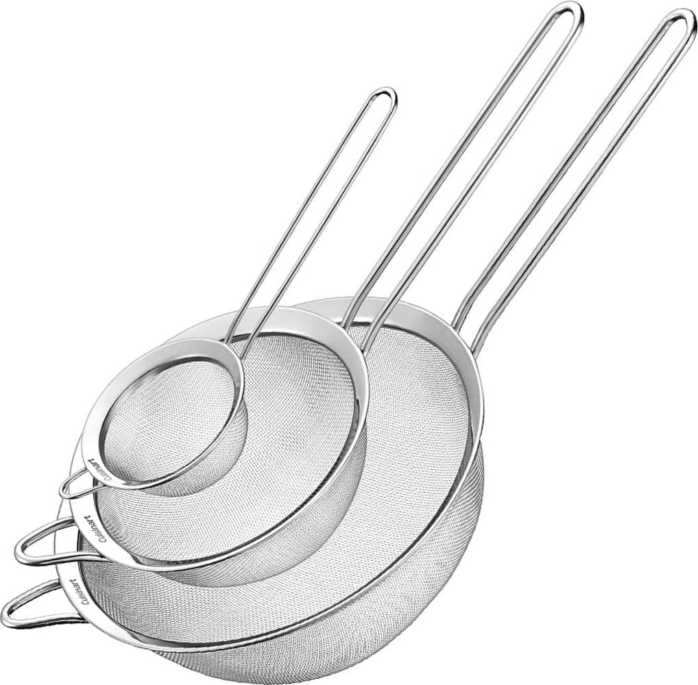 Coladores de malla Cuisinart, acero inoxidable, aptos para lavavajillas, 3 unidades