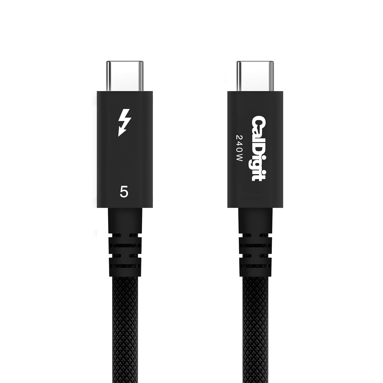 Cable trenzado CalDigit Thunderbolt 5 Pro - Suministro de energía de 120 Gbps 240 W, compatible con Thunderbolt 3, 4, USB4 tipo C, MacBook Pro, iMac, iPhone 17 Max, negro (1 m/3,28 pies/39,37")