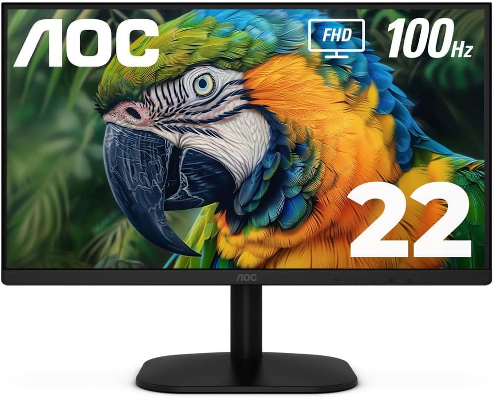 AOC 22B2HM2 Monitor LED de 22" Full HD (1920 x 1080) 100 Hz, sincronización adaptativa, VGA x 1, HDMI x 1, sin parpadeo, luz azul baja, HDR Ready, VESA, ajuste de inclinación, salida de auriculares, ecológico