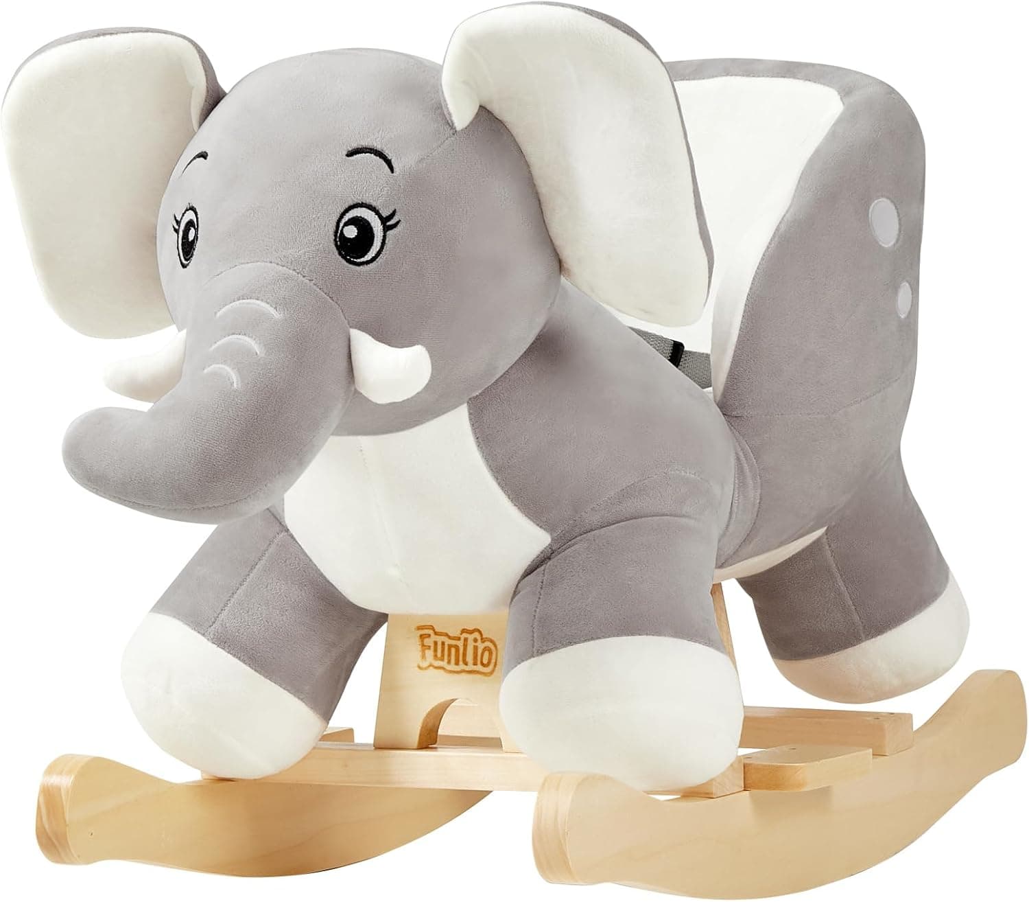 FUNLIO Elefante Bebé Balancín para Niños Pequeños de 6 Meses a 3 Años, Lindo y Elegante Elefante Gris Mecedor para Bebé, Peluche de Peluche, Fácil de Montar, Guardería, Certificado CPC y CE