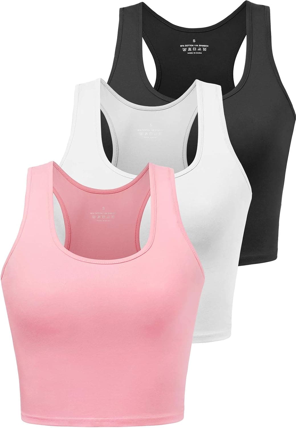 Pack de 3 camisetas de yoga de algodón sin mangas para mujer