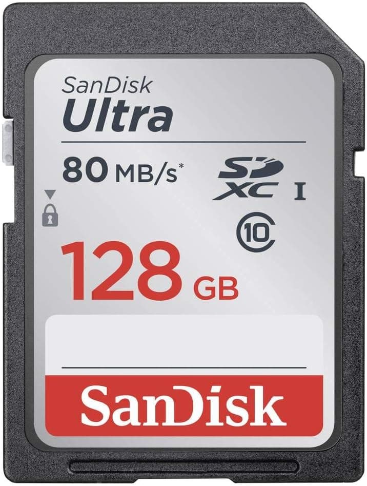 Tarjeta de memoria SanDisk Ultra SDXC UHS-I de 128 GB hasta 80 MB/s (SDSDUNC-128G-GN6IN), negra
