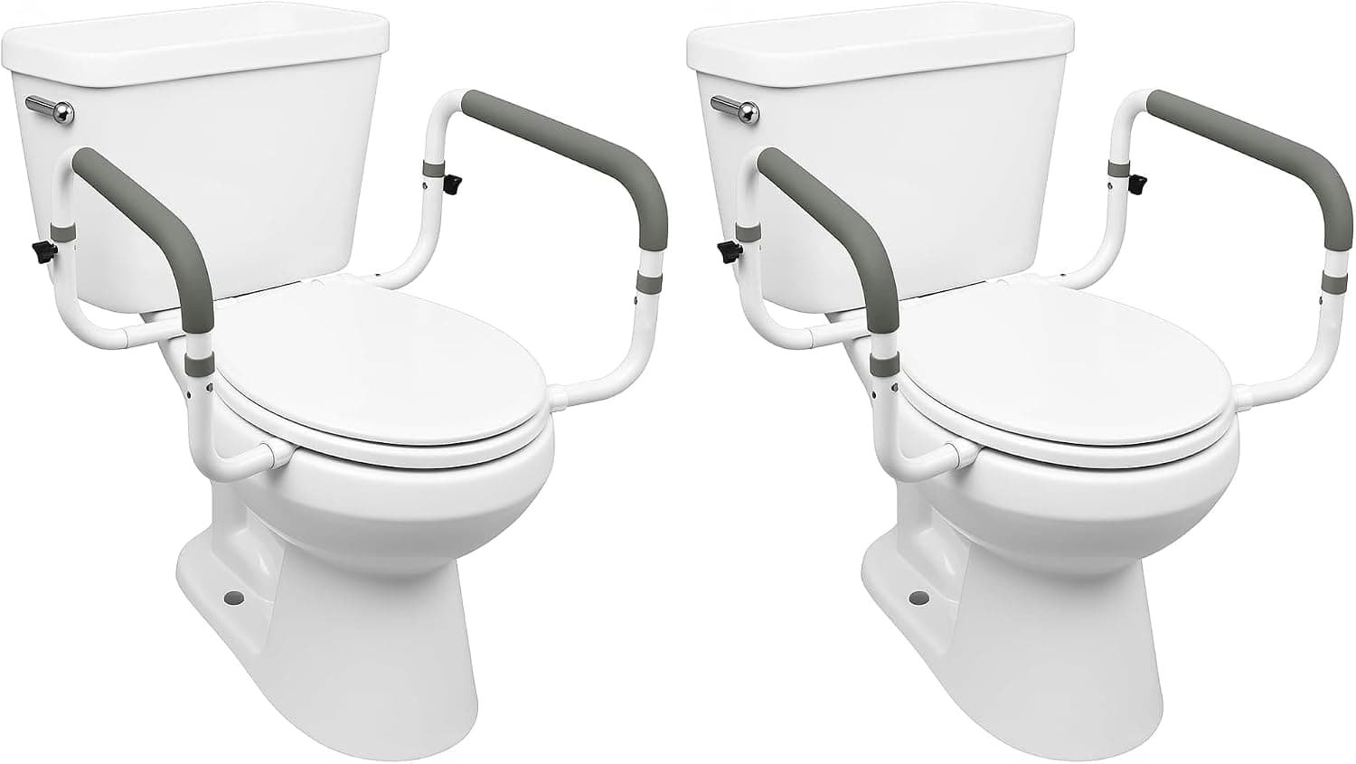 Carex Marco de seguridad para inodoro – Rieles de seguridad con ancho ajustable – Rieles de inodoro para ancianos, discapacitados, equipo de cuidado de la salud en el hogar después de la cirugía, soporta 300 libras (paquete de 2)