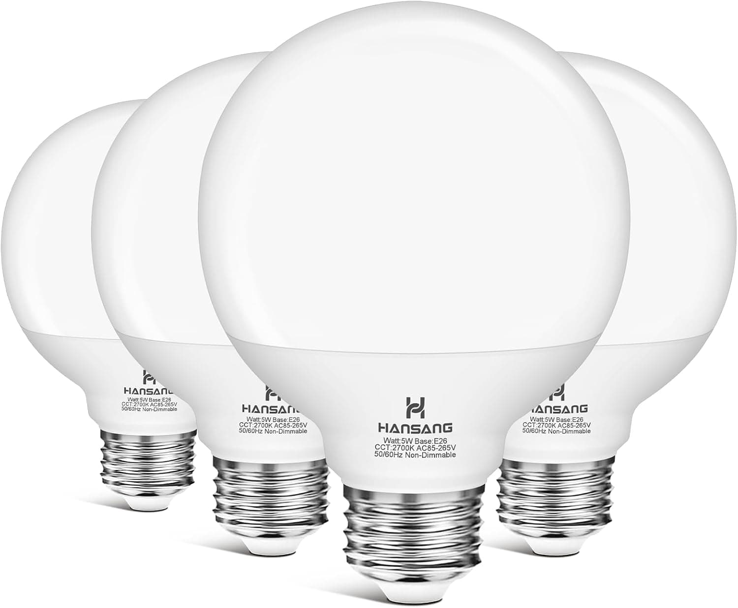 Bombillas para baño Vanity Globe equivalente a 40 W, blanco cálido 2700 K | Bombillas LED G25, base E26, CRI85+ respetuosas con la vista, bombilla redonda tipo G sobre espejo, 120 V, 5 W, 500 lm, no regulable, paquete de 4