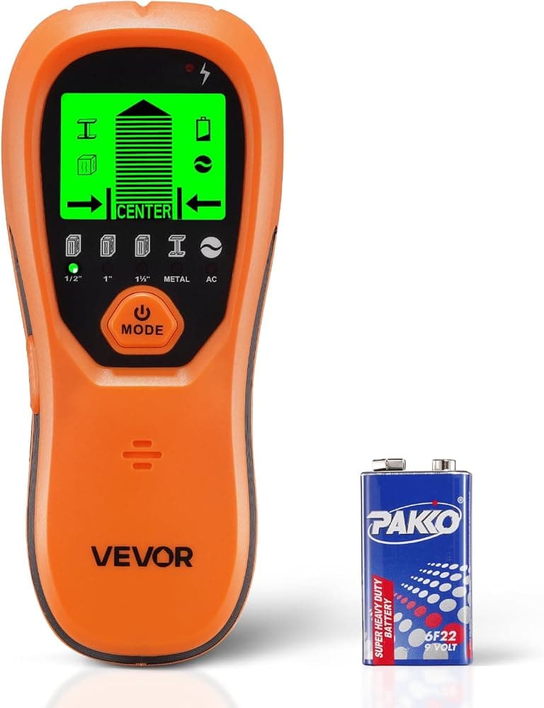 Escáner de pared con buscador de vigas, 5 en 1, detector electrónico de vigas de pared con sensor inteligente, pantalla LCD de alta definición y alarma de audio, para el centro y borde de metal, cable de CA, vigas, tuberías, naranja