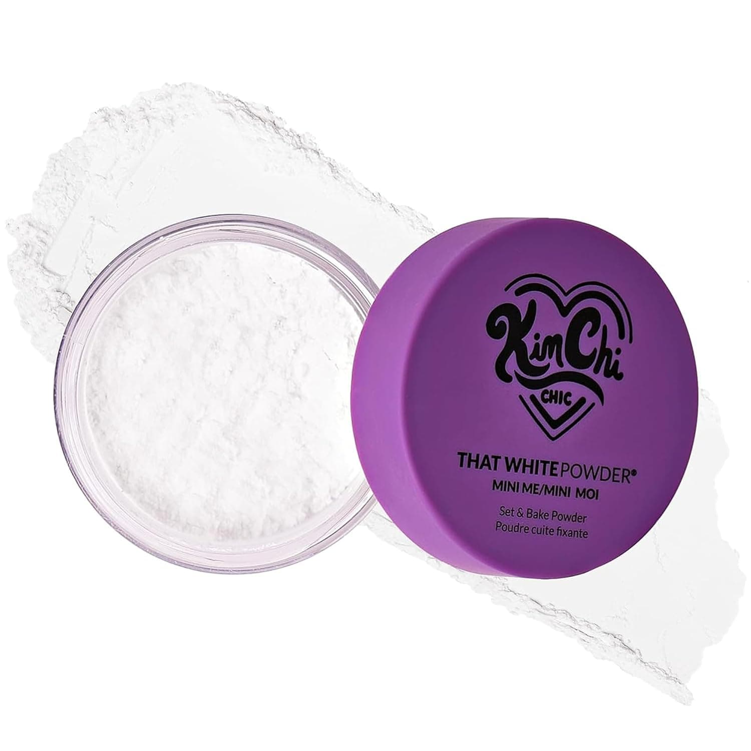 KimChiChic Beauty Mini Me That White Powder Set y polvo matificante para hornear para maquillaje, maquillaje facial suave y natural que ayuda a minimizar la apariencia de líneas finas, 0.17 oz, blanco