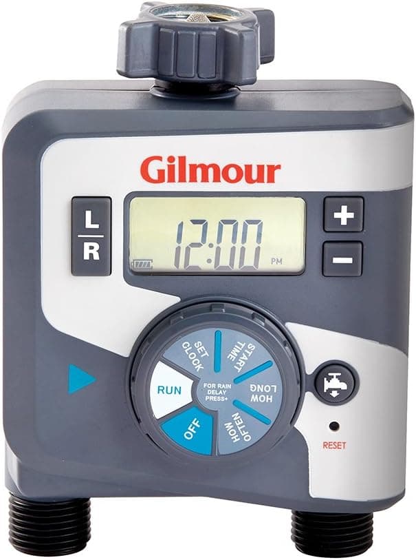 Gilmour 804014-1001 400GTD Temporizador de agua electrónico de salida, doble, gris