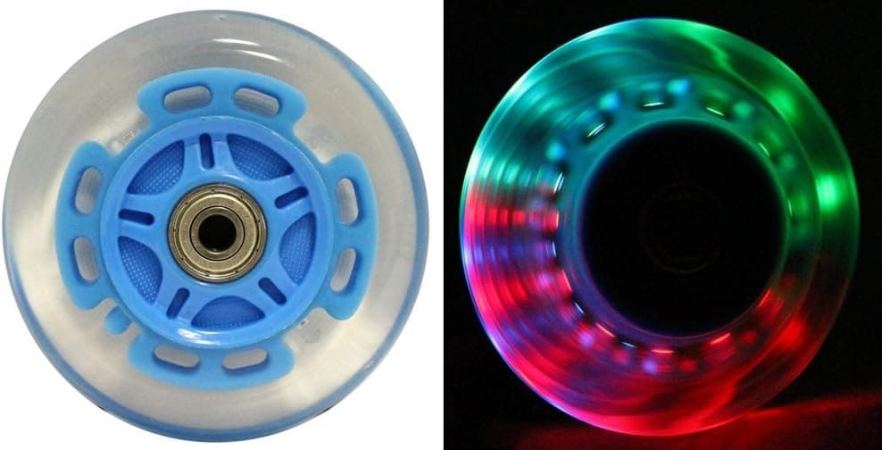 L.E.D. Scooter Wheels with ABEC 9 Bearings for Razor Scooters 100mm Light Up 2-Pack