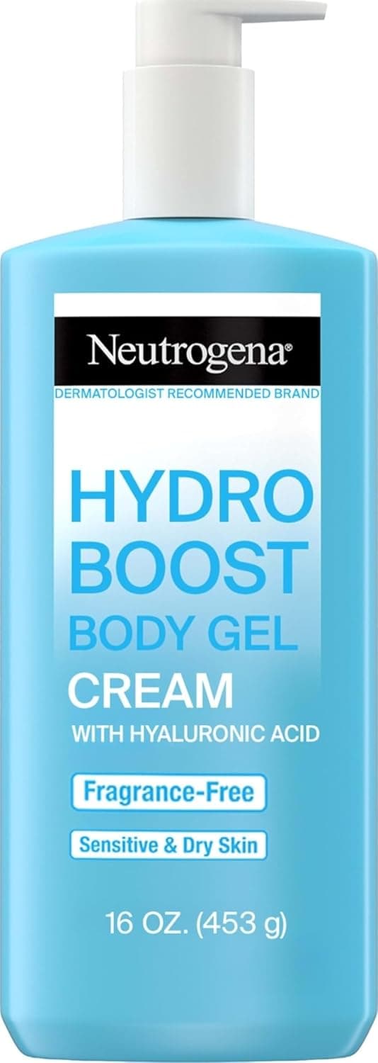 Neutrogena Hydro Boost Body Lotion Gel Cream Fragrance-Free 16 fl. oz | Hyaluronic Acid Moisturizer, Fragrance-Free, Non-Greasy, Lightweight Hydration, Oil-Free