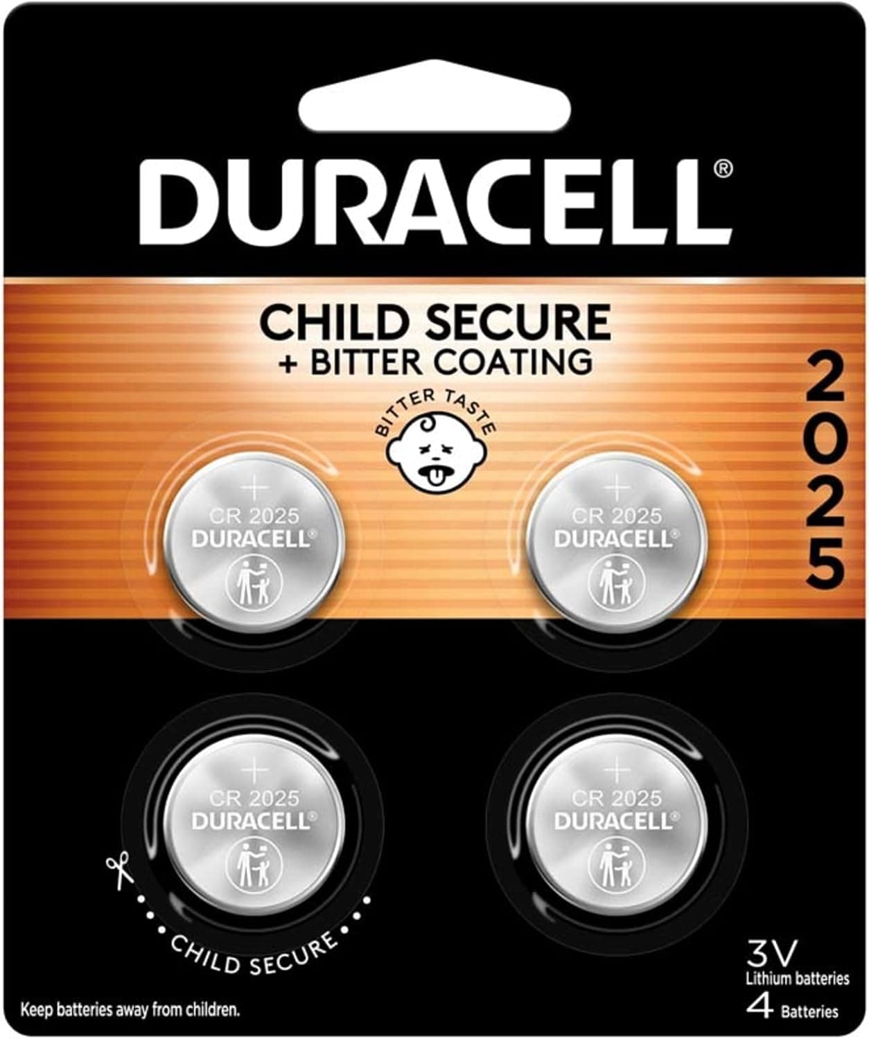 Duracell, pila de botón de litio 2025, 4 unidades