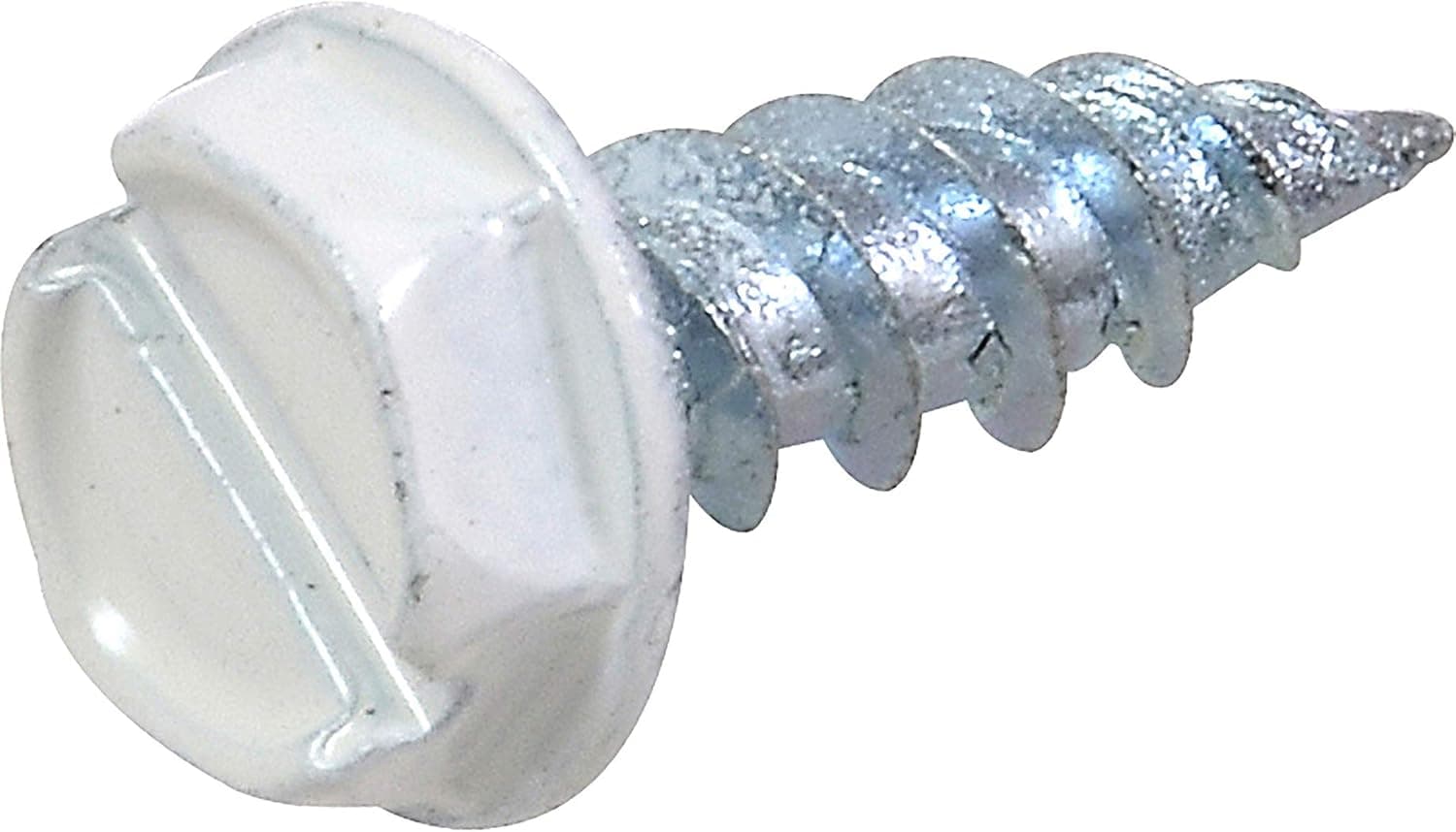 HILLMAN 35263 Tornillos autoperforantes con cabeza de arandela hexagonal pintados de blanco (#7 x 1/2") - 100 piezas | Acabado de zinc, cabeza de arandela hexagonal con accionamiento ranurado, punto autoperforante para instalación de canalones y reparaciones exteriores generales