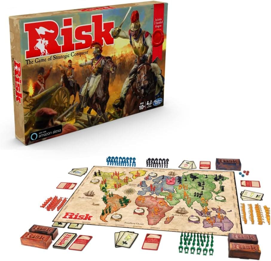Juego de riesgo Hasbro Gaming con Dragon; para uso con Amazon Alexa; Juego de mesa de estrategia a partir de 10 años; con ficha de dragón especial