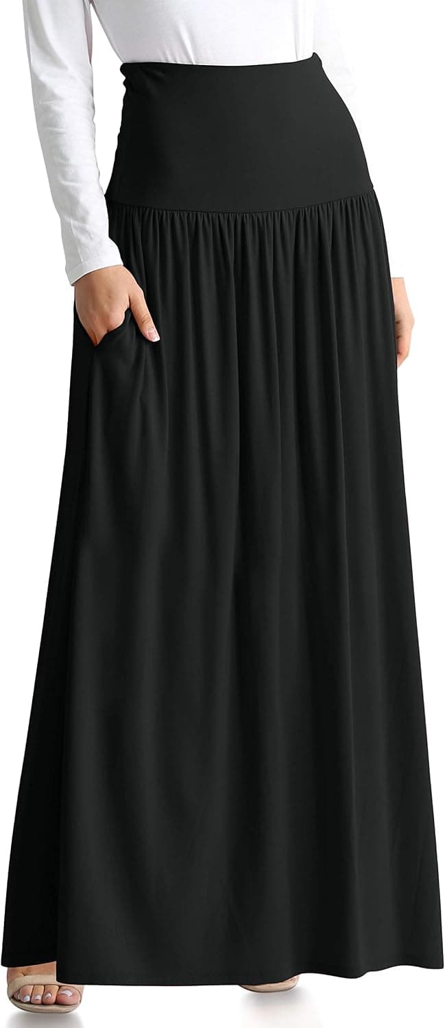 Simlu Maxi faldas para mujer, falda hasta el tobillo, falda larga informal, falda larga de talle alto, falda larga Reg y talla grande