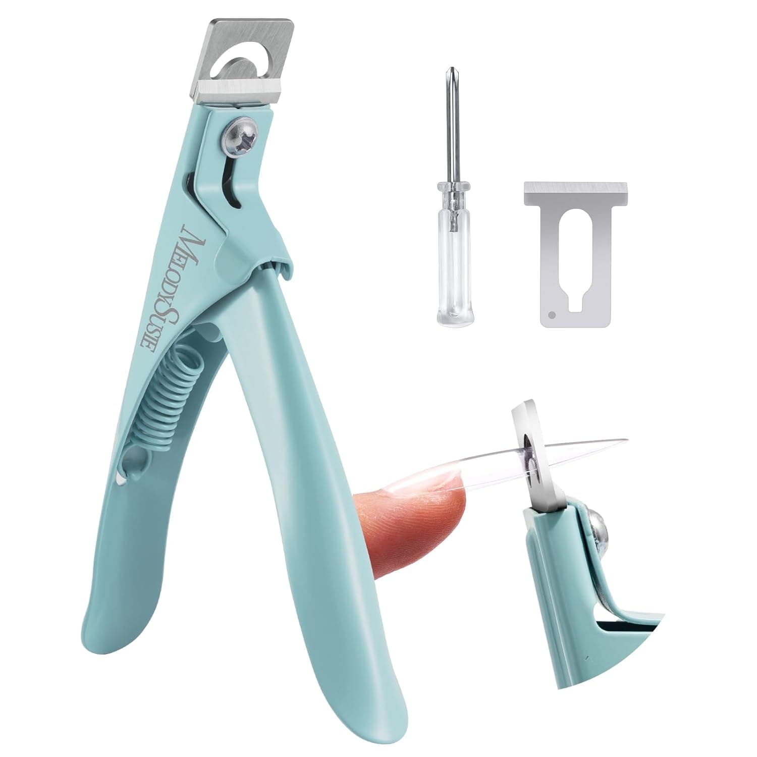MelodySusie Cortauñas acrílicas, cortaúñas profesionales para uñas acrílicas, puntas de uñas postizas, cortaúñas ajustable de acero inoxidable, herramienta de manicura para salón de uñas en casa, color verde