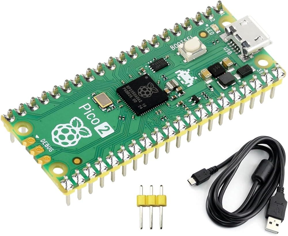 Placa de microcontrolador Raspberry Pi Pico 2 presoldada basada en el chip microcontrolador Raspberry Pi RP2350, con diseño de doble núcleo y arquitectura dual, que funciona hasta 150 MHz (con encabezado)