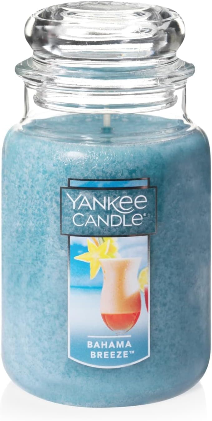 Yankee Candle Bahama Breeze Vela perfumada clásica en tarro grande de 22 oz con una sola mecha, más de 110 horas de combustión, perfecta para ambientes con temática de playa tropical, perfecta para regalar