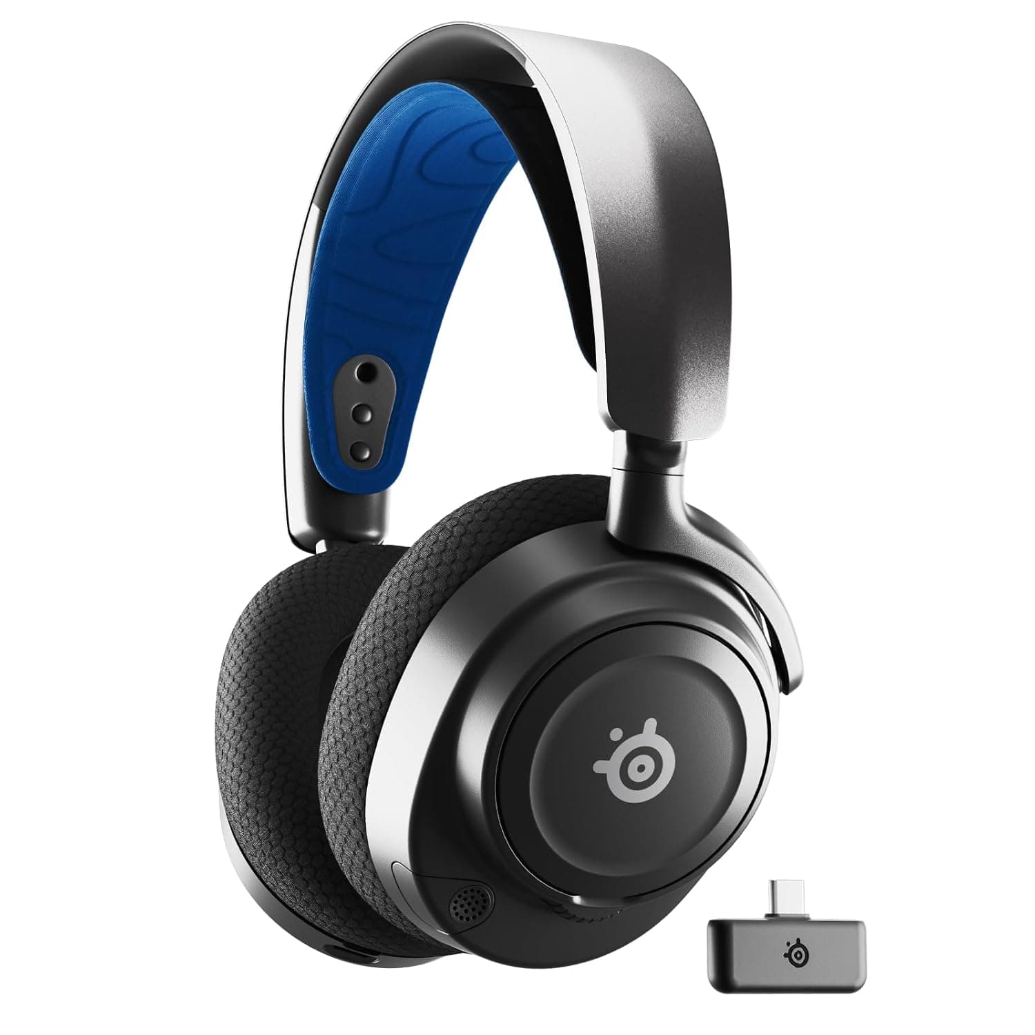 SteelSeries Arctis Nova 7P Auriculares inalámbricos multiplataforma para juegos — Controladores magnéticos de neodimio — 2,4 GHz + Bluetooth — Batería USB-C de 38 horas — Micrófono AI Gen2 — PlayStation, PC, Switch, VR, móvil - Negro