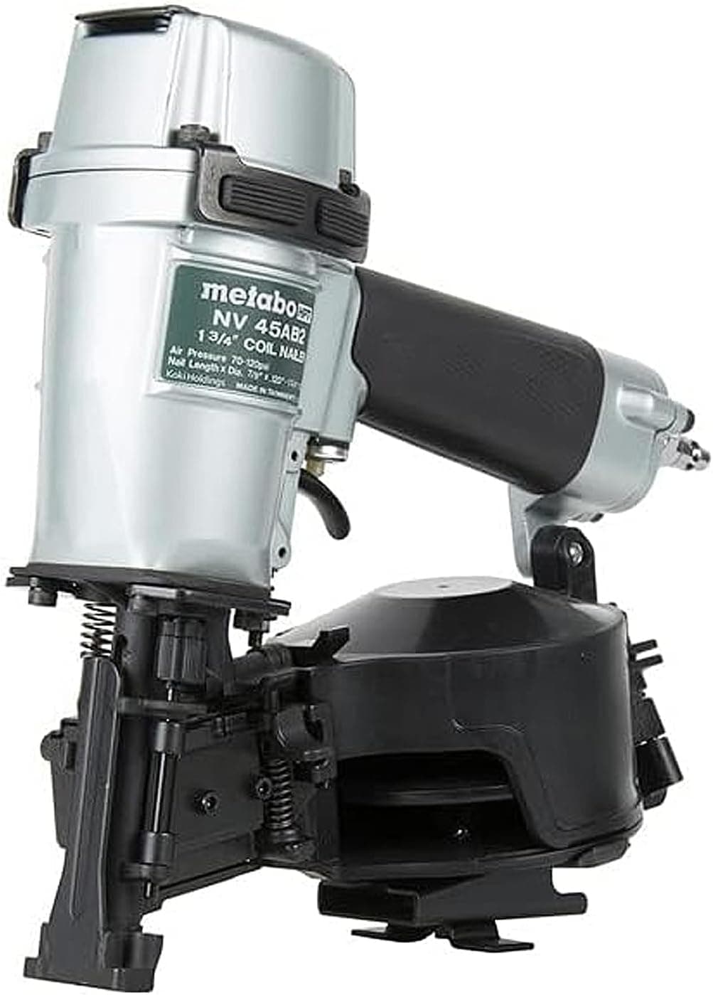 Clavadora neumática para techos Metabo HPT, tejas de asfalto de 16 grados, NV45AB2 | Impulsa clavos de 7/8 a 1-3/4 pulgadas, cargador de clavos en espiral, herramienta eléctrica de calidad profesional para tareas rápidas de fijación de tejas