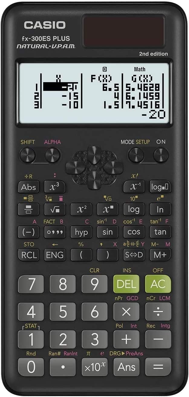 Casio fx-300ES Plus 2da edición – Calculadora científica estándar | 262 funciones, pantalla de libro de texto natural℠ | Ideal para matemáticas, estadística y álgebra de secundaria y preparatoria | Negro