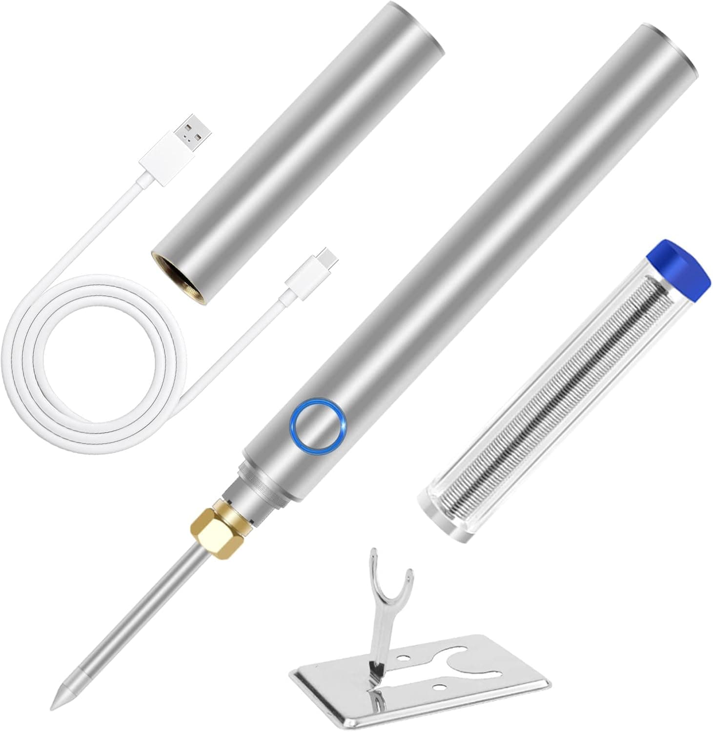 Kit de soldador inalámbrico, ELMCONFIG 1100mAh USB inalámbrico pistola de soldadura eléctrica, portátil y recargable para reparación de electrodomésticos, componentes electrónicos, bricolaje