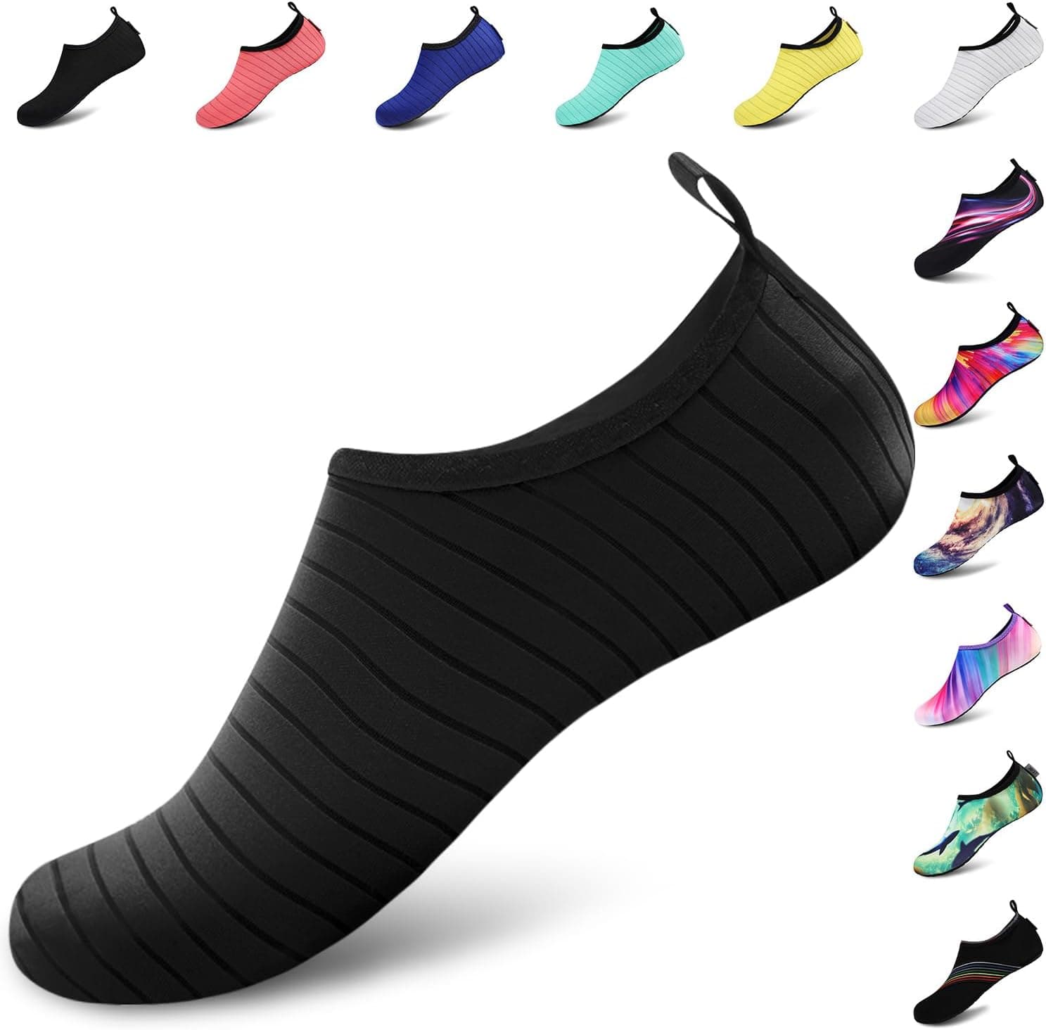VIFUUR Zapatos de agua para hombres y mujeres descalzos calcetines acuáticos de secado rápido sin cordones | Parte superior ligera y transpirable, suela flexible, diseño de drenaje, ajuste fácil de poner para actividades acuáticas.