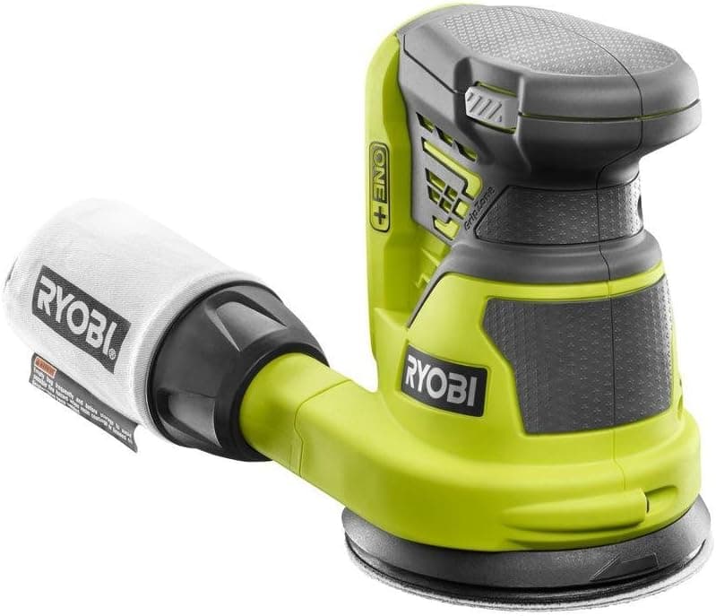 Lijadora orbital aleatoria inalámbrica Ryobi P411 ONE+ de 18 voltios y 5 pulgadas (solo herramienta) de Ryobi | 10.000 órbitas por minuto | Almohadilla de velcro | Puerto de recolección de polvo | Vivienda compacta | Control de velocidad variable