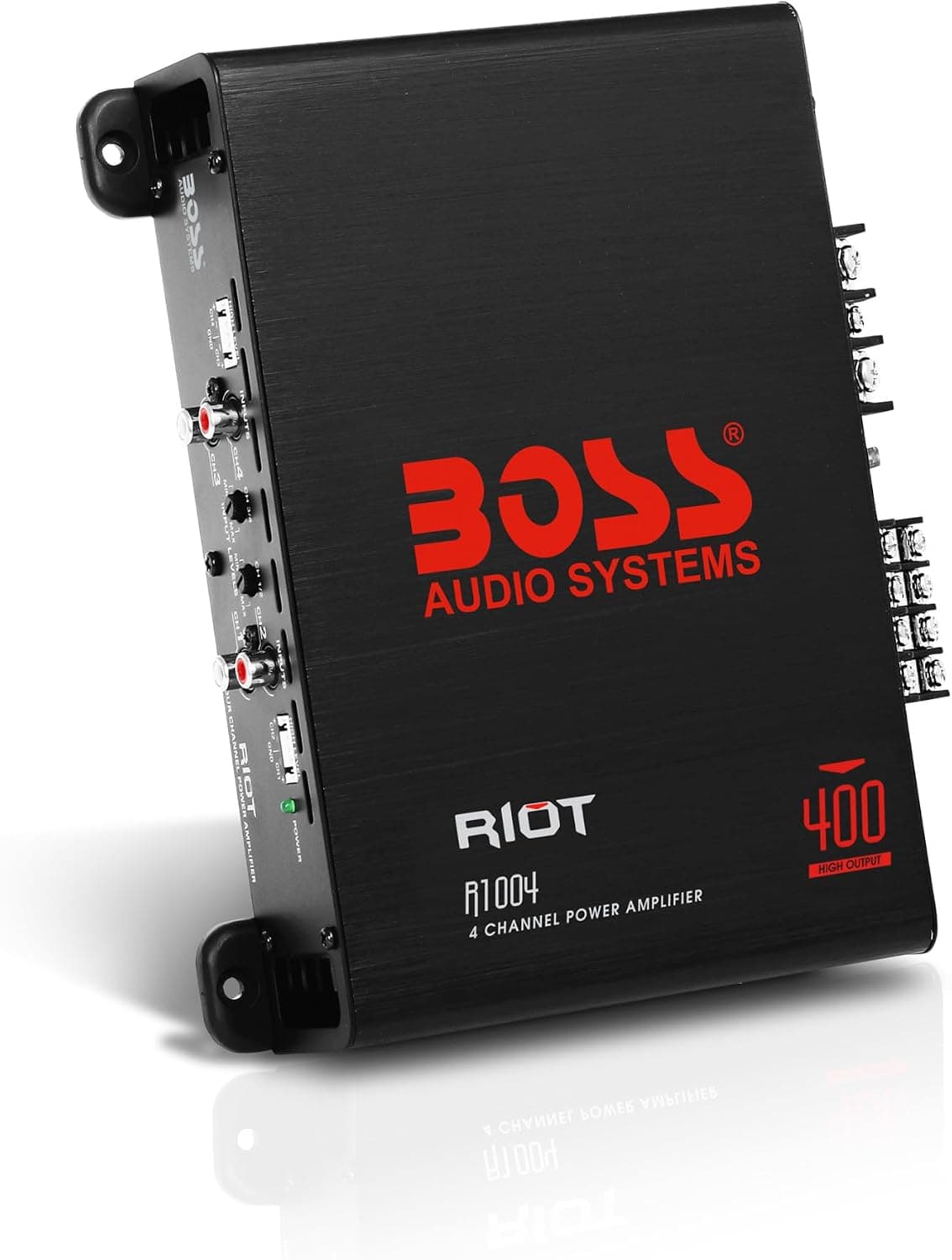 BOSS Audio Systems R1004 Riot Amplificador para coche, 400 vatios, 4 canales, clase A/B