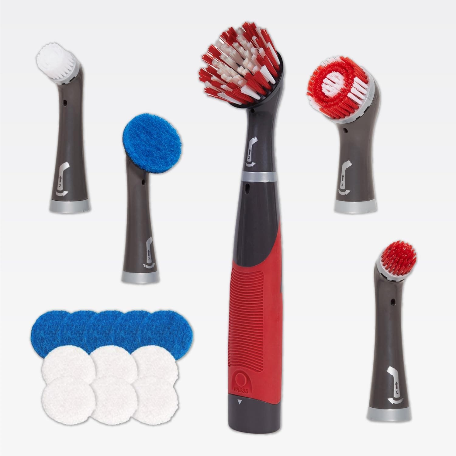 Rubbermaid Reveal Power Scrubber Kit de 18 piezas, cepillo eléctrico inalámbrico con batería, resistente al agua, para el hogar/cocina/baño/lechada/azulejos/ducha/bañera