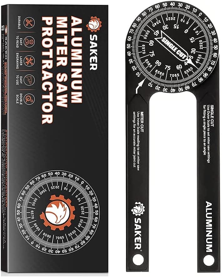 Saker Miter Saw Protractor 7-Inch Aluminum Protractor Angle Finder Black