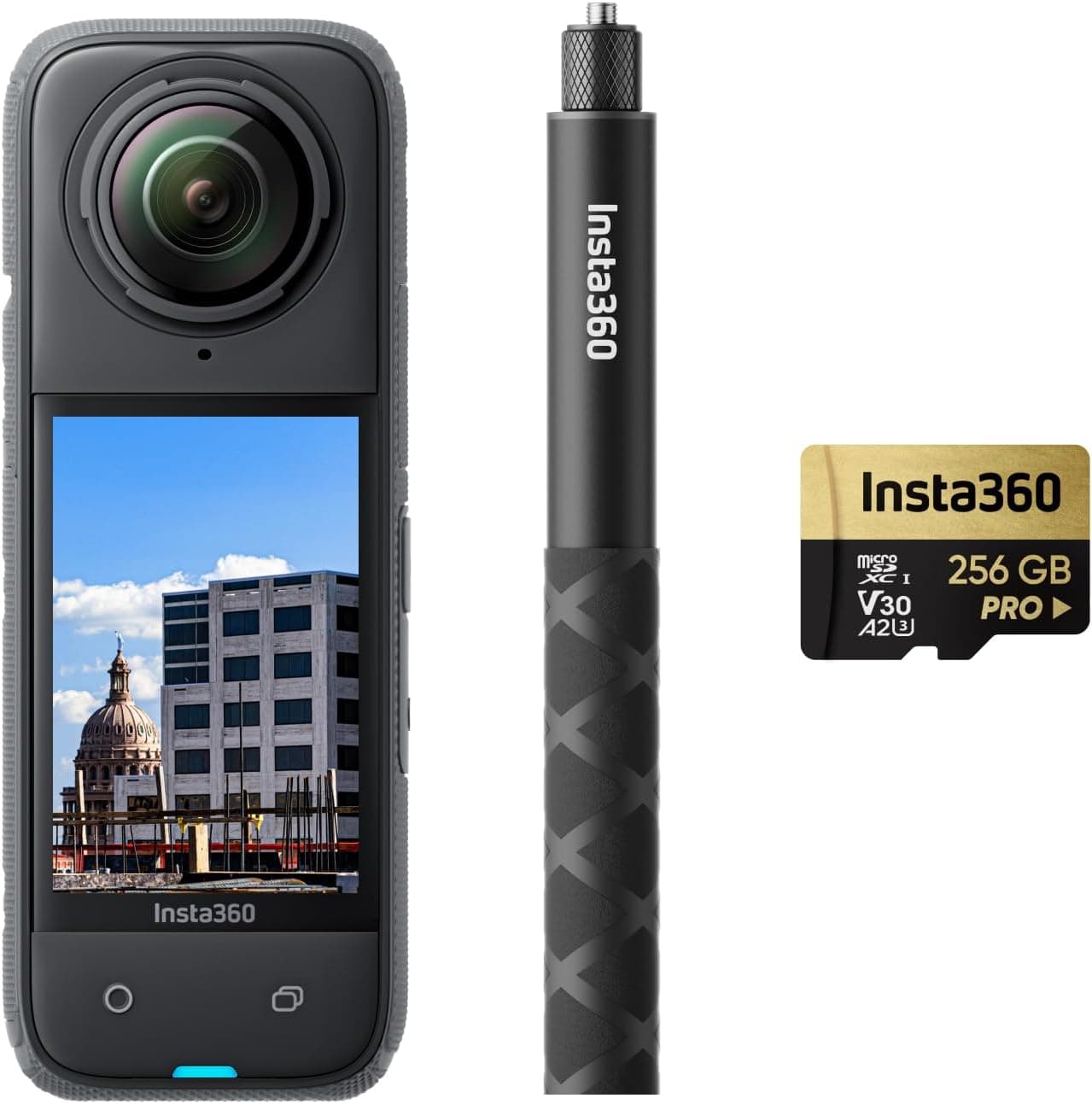 Paquete de construcción Insta360 X4: cámara de 360°, vídeo HDR de 8K a 30 fps, foto de 72 MP, timelapses de 11 K, compatible con DroneDeploy, OpenSpace, Cupix, Oculo, WhiteHelmet, Reconstruct, SoftRoid, PlanRadar y más