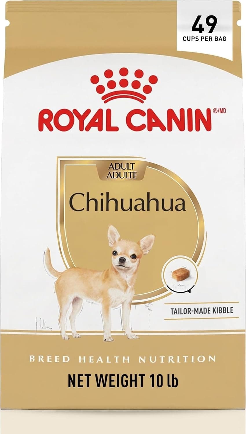 Alimento seco para perros adultos Chihuahua de ROYAL CANIN, bolsa de 10 lb | Coat Health con ácidos grasos omega, muy palatable para chihuahuas adultos mayores de 8 meses, croquetas pequeñas especializadas