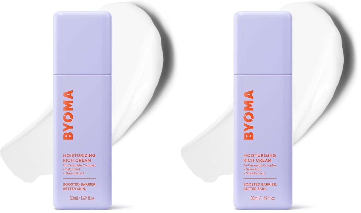 BYOMA Moisturizing Rich Cream-Barrier Repair Cream Face Lotion with Bakuchiol&Shea Extract-Ceramide Face Moisturizer for Dry Skin-Anti Wrinkle,Alcohol Free-Face Moisturizer-1.69 fl.oz,(Pack of 2)