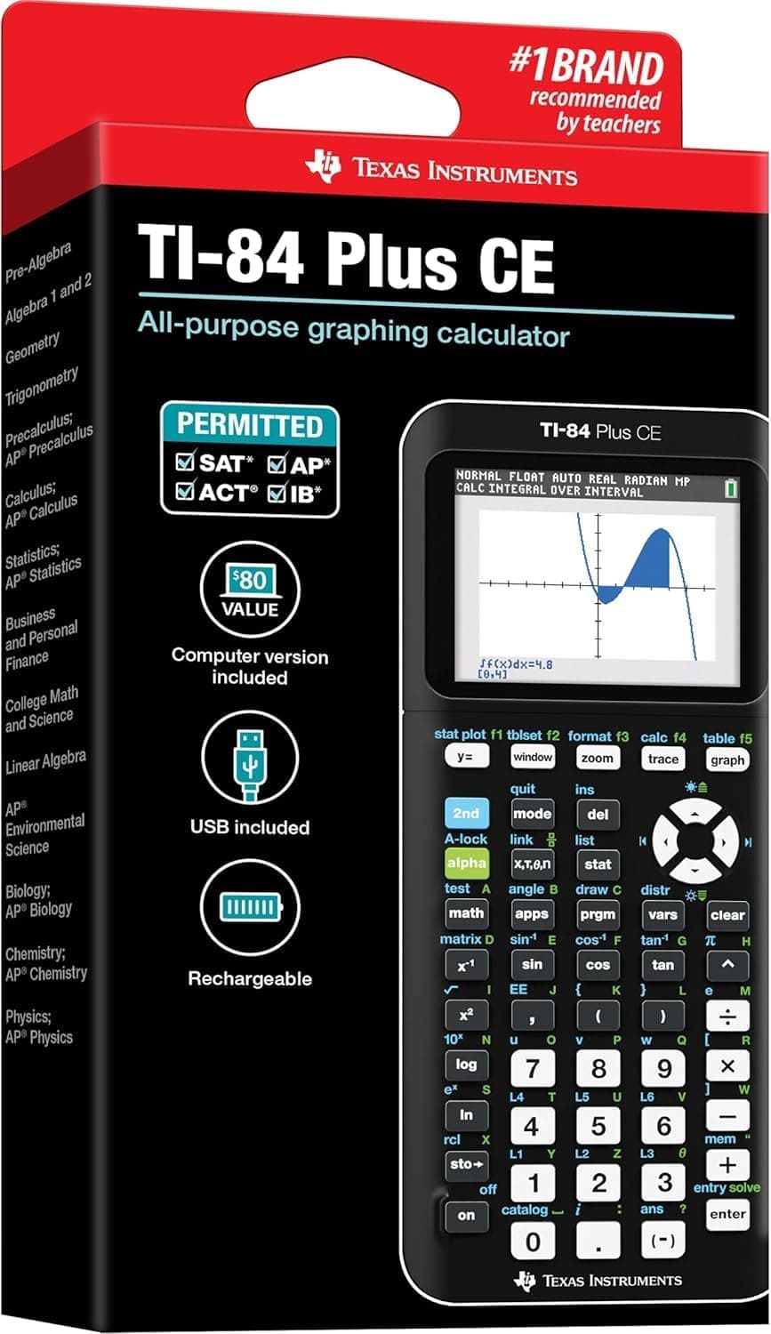 Calculadora gráfica Texas Instruments TI-84 Plus CE, negra