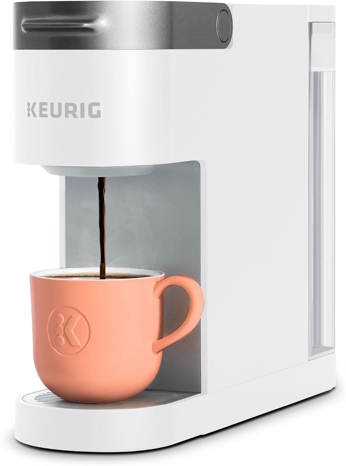 Keurig K-Slim Cafetera de cápsulas K-Cup de una sola porción, tecnología Multistream, 3 tamaños de preparación, diseño delgado y elegante, depósito extraíble de 46 oz, blanco | Tecnología Multistream, 3 tamaños de preparación, diseño elegante, depósito extraíble