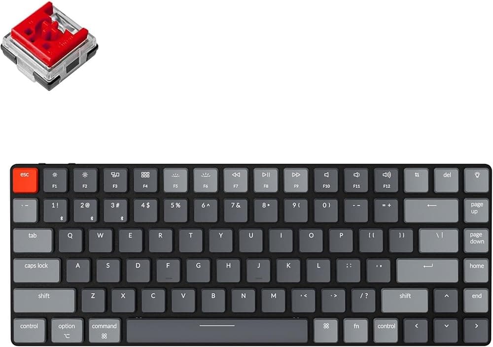 K3 Versión 2, diseño 75% Teclado mecánico con cable Bluetooth/USB inalámbrico ultradelgado de 84 teclas con retroiluminación RGB, interruptor rojo óptico Keychron de perfil bajo intercambiable en caliente para Mac Windows