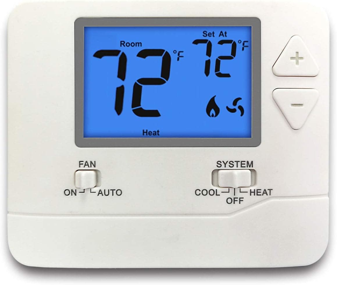 ELECTECK Termostato Digital No Programable, 1 Calor/1 Frío, LCD Grande, Blanco | Compatible con Sistema Eléctrico de Una Etapa y de Gas/Aceite para el Hogar, con Pantalla LCD Grande de 4.5 pulgadas cuadradas