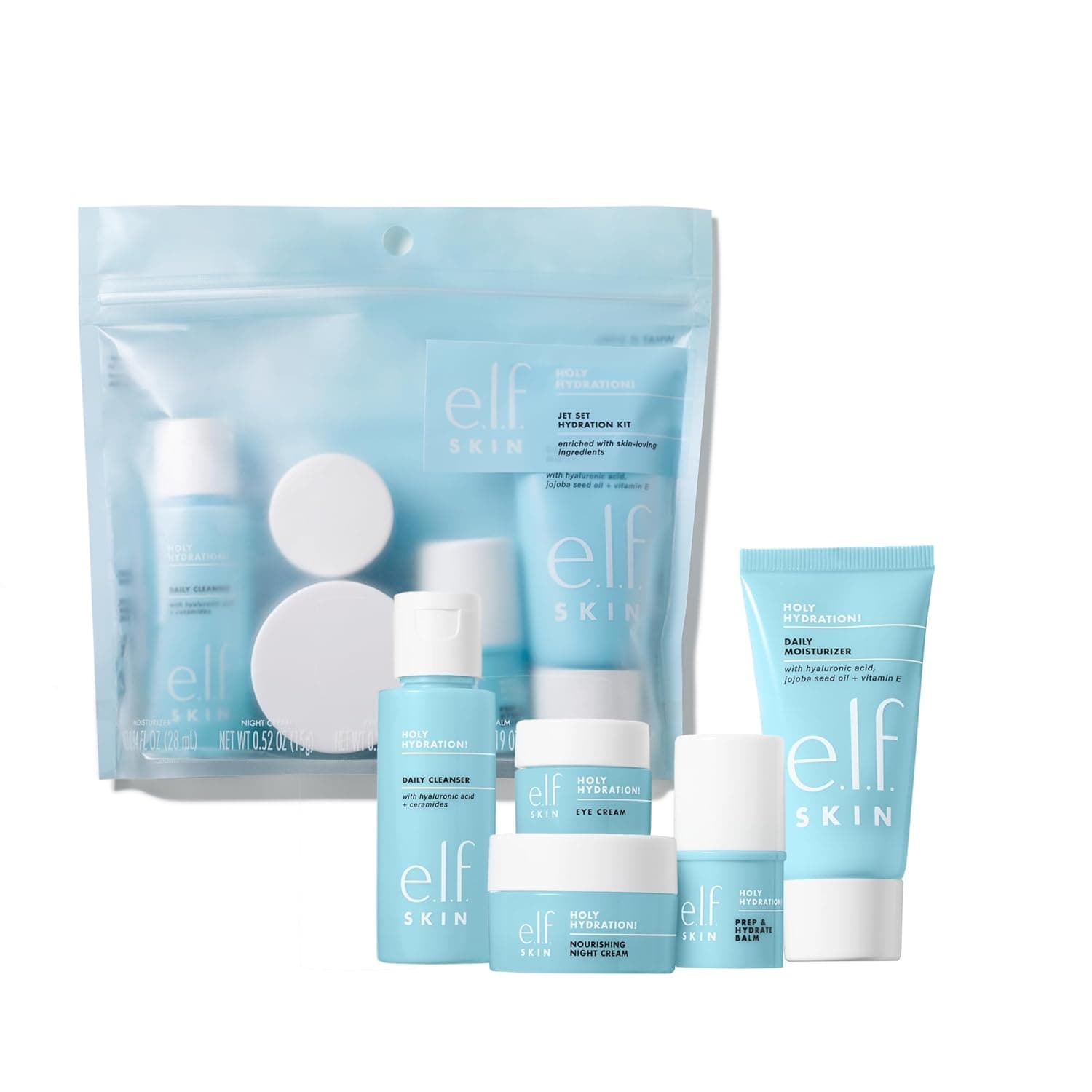 duende. PIEL ¡Santa Hidratación! Kit de hidratación Jet Set, set de cuidado de la piel hidratante apto para viajes, limpiador facial, bálsamo, humectante, crema para ojos y crema de noche, vegano y libre de crueldad