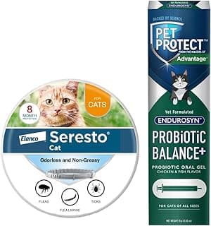 Paquete de collar para gatos Seresto + equilibrio probiótico Pet Protect + suplemento para gatos | Gel bucal | 15g