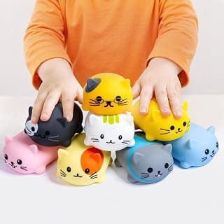 Ruko 1701 Juego de juguetes con teclado de piano musical para gatos con lindo sonido de maullido (8 piezas) | Press & Play 8 teclas, instrumento musical educativo interactivo, regalo de cumpleaños para niños pequeños, niños y niñas de 3 a 9 años