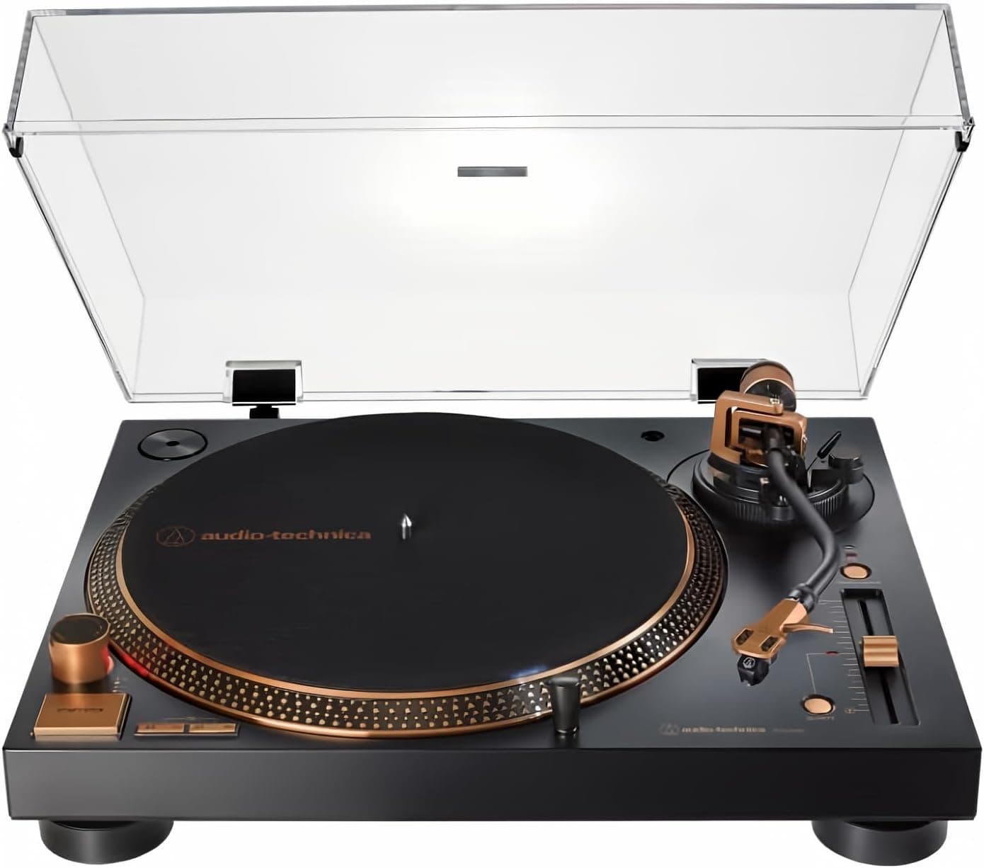 Audio-Technica AT-LP120XUSB-BZ Tocadiscos de accionamiento directo (analógico y USB), totalmente manual, Hi-Fi, 3 velocidades, conversión de vinilo a digital, antipatinaje y control de tono variable, bronce
