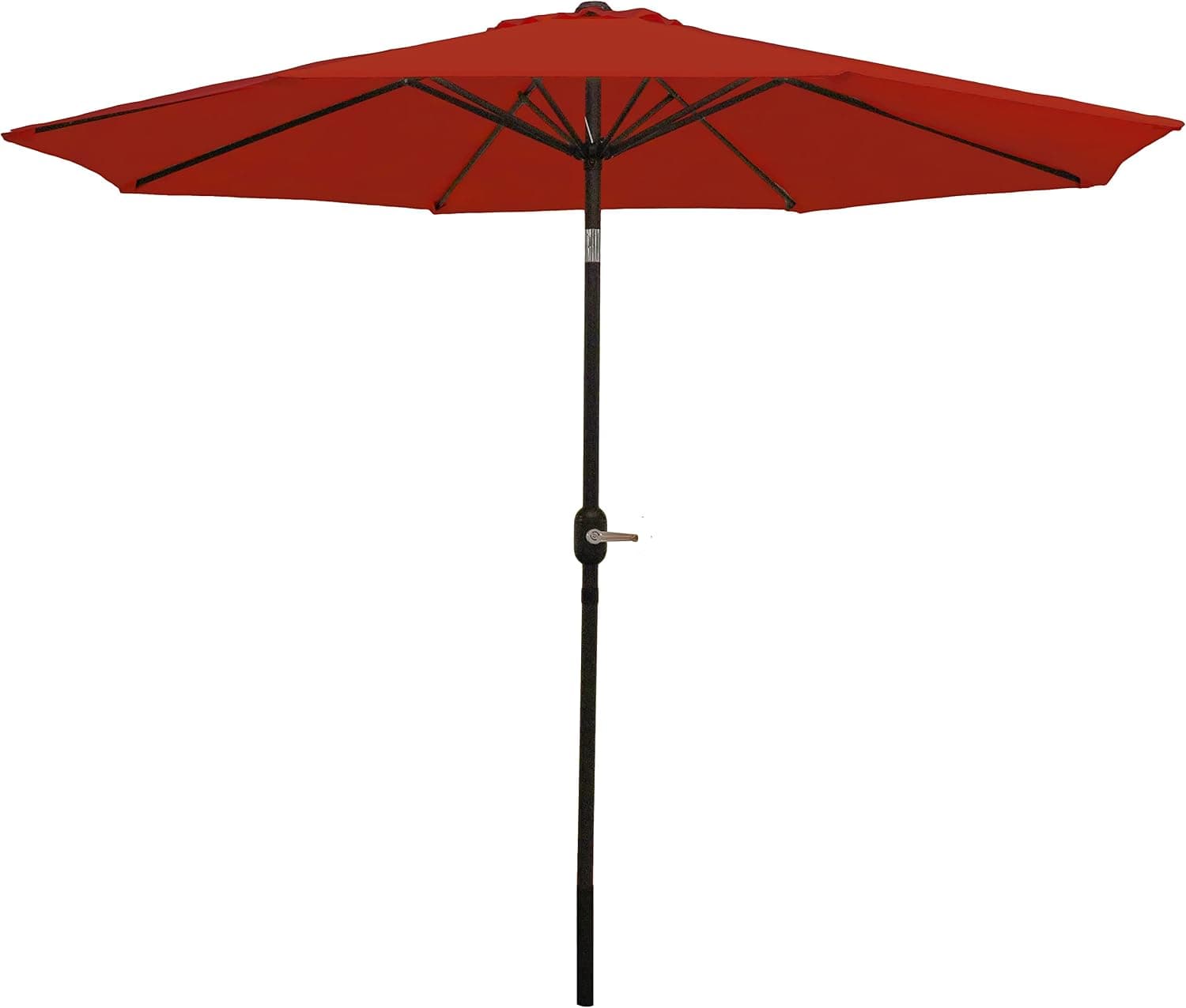 Sunnydaze Sombrilla para patio al aire libre con inclinación y manivela, naranja quemado, 9 pies | Poste de aluminio con recubrimiento en polvo, resistente al viento y a la intemperie, paraguas grande con ventilación para exteriores para patio o piscina, paraguas de mesa para mercado