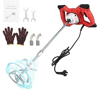 Mezclador de Cemento 2300W, Mezclador de Concreto Eléctrico de Mano con 6 Velocidades Ajustables, Mezclador de Lodo Portátil de 110V Mezclador de Pintura para Motar Lechada Yeso Thinset Forraje Herramienta de Agitación