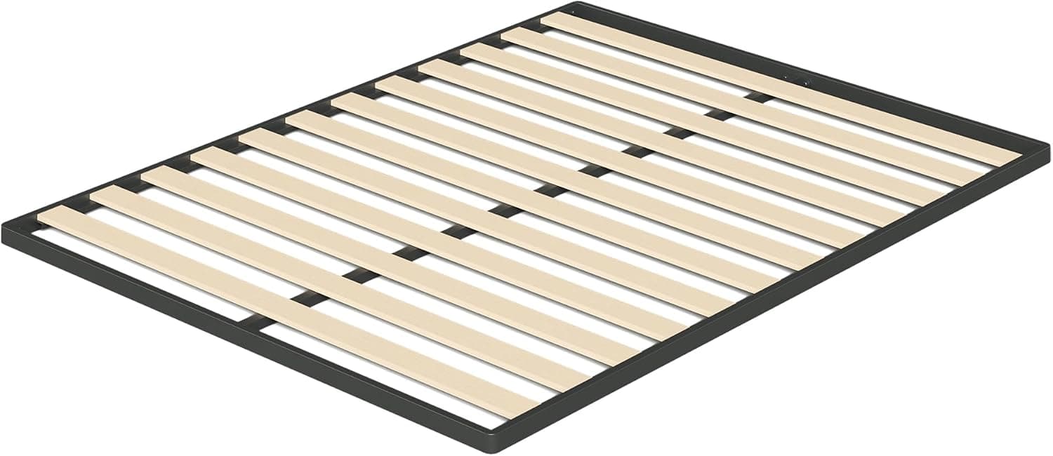 Zinus 1.6 Inch Deepak Easy Assembly Madera Slat Bunkie Board, Full | Marco de metal con listones de madera, reemplazo de listones de cama, fácil montaje, sin ruido, construcción antideslizante
