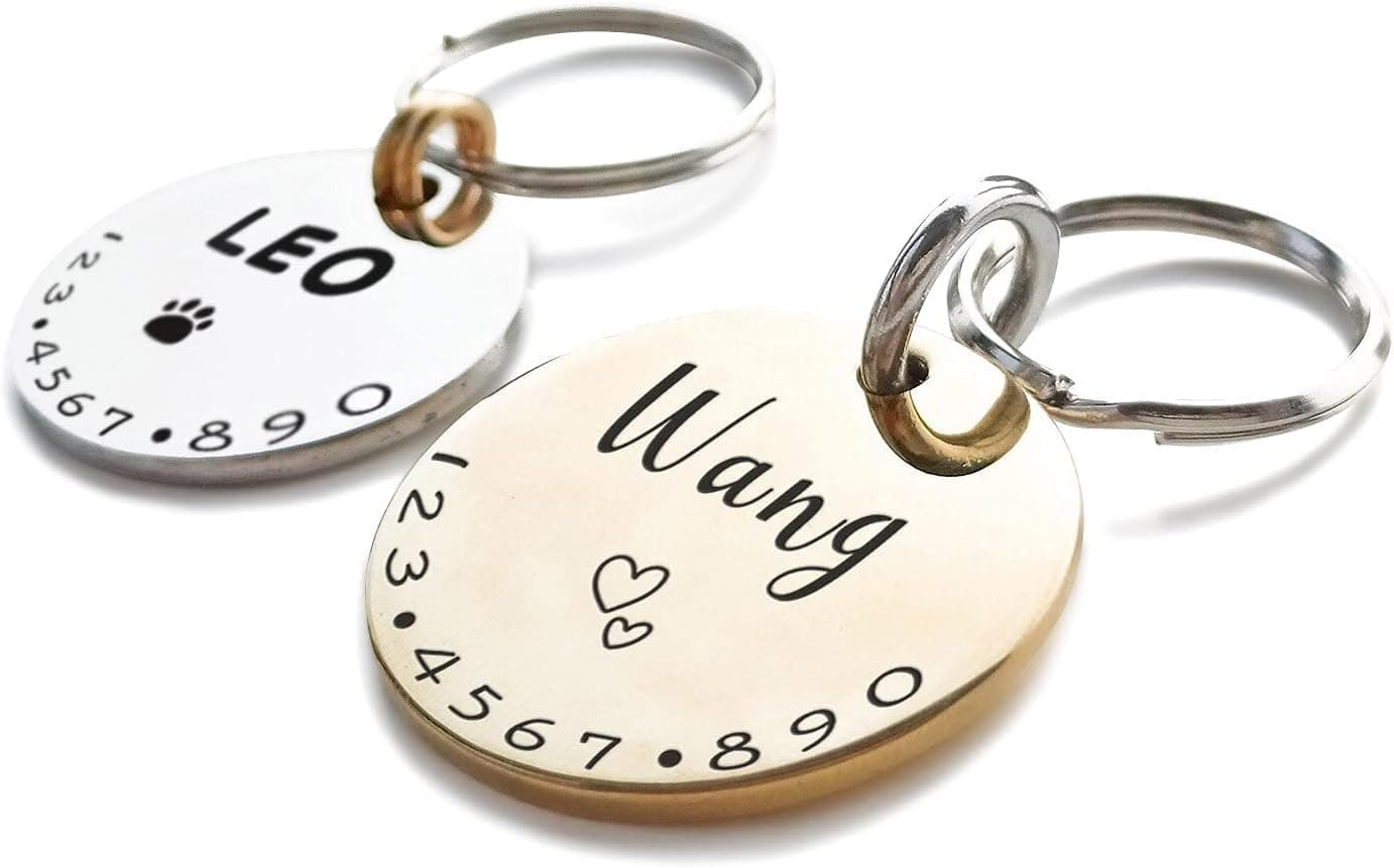 Etiquetas de identificación para perros y gatos, símbolos encantadores personalizados, accesorios para el nombre del collar de mascotas, suministros grabados personalizados simples para niños pequeños de cuatro patas, cadena de collar antipérdida de acero inoxidable brillante 316L